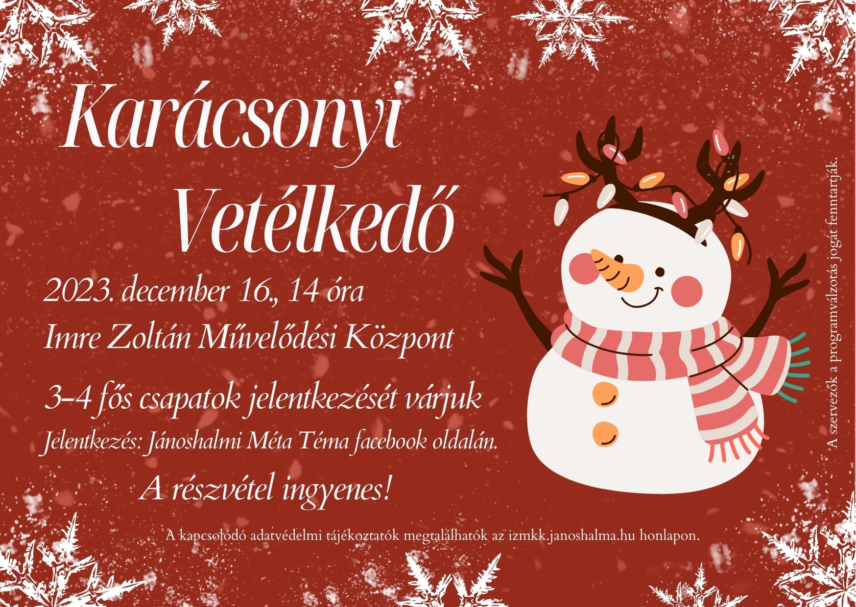 Karácsonyi vetélkedő 2023. december 16. 